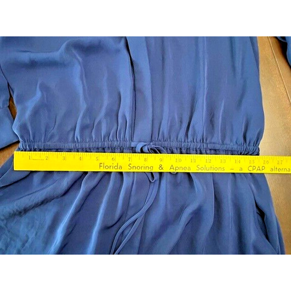 New VINCE Womens Medium M Long Blue Maxi Dress Long Sleeve V-Neck Retail $425 - Picture 10 of 12